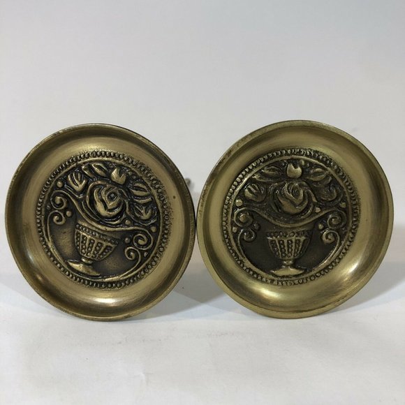 2 - Henlo Decorator Brass Curtain Holdbacks Floral Bouquet - Picture 9 of 11